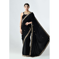 The Weavers Shop By Raavi Pure Crepe Black party Wear Saree