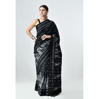 The Weavers Shop By Raavi Handloom Ikkat Mulberry Silk Saree Black