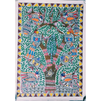 Tree of Life  Madhubani Masterpiece Painting  ArtozOn Handmade - 22 in x 30 in