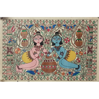 Original Hand Painting Balram-Krishna Madhubani Painting  ArtozOn - 15 in x 22 in