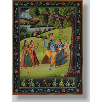 Krishna with gopies Painting by Shubham Gupta | Acrylic on cotton cloth painting  ArtozOn - 27 in x 34 in