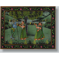 Krishna with gopies Painting by Shubham Gupta | Acrylic on cotton cloth painting  ArtozOn - 27 cm x 34 cm