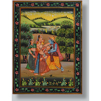 Krishna with gopies Painting by Shubham Gupta | Acrylic on cotton cloth painting  ArtozOn - 27 cm x 34 cm