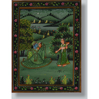 Krishna with gopies Painting by Shubham Gupta | Acrylic on cotton cloth painting  ArtozOn - 27 cm x 34 cm