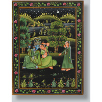 Krishna with gopies Painting by Shubham Gupta | Acrylic on cotton cloth painting  ArtozOn - 27 cm x 34 cm