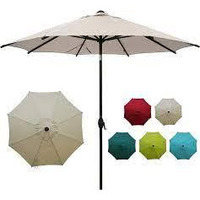 Abba Patio 9ft Patio Umbrella Outdoor Umbrella Patio Market Table Umbrella with Push Button Tilt and Crank for Garden, Lawn, Deck, Backyard & Pool, Red