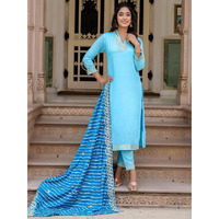 Navlik Womens Viscose Embroidered Straight Kurta with Pant and Dupatta Sets (NK2-450) (Size: X-Small, Color: Sky)