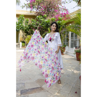 Navlik Women's Chanderi Embroidered Straight Kurta with Pant and Dupatta Sets (NK-552) (Size: Large, Color: Offwhite)