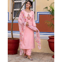 Navlik Women's Rayon Embroidered Straight Kurta with Pant And Dupatta Sets (NK-584) (Size: XX-Large, Color: Peach)
