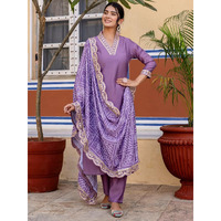 Navlik Women's Viscose Silk Embroidered Straight Kurta with Pant And Dupatta Sets (NK-586) (Size: Small, Color: Lavender)