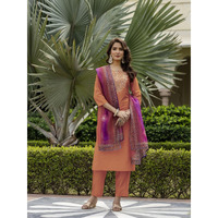 Navlik Women's Rayon Embroidered Straight Kurta with Pant And Dupatta Sets (NK-700) (Size: X-Large, Color: Orange)