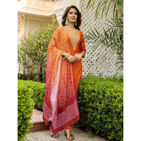 Navlik Women's Rayon Embroidered Straight Kurta with Pant and Dupatta Sets (NK-715) (Size: XXX-Large, Color: Rust)