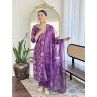 Navlik Women's Rayon Embroidered Straight Kurta with Pant and Dupatta Sets (NK-732) (Size: XX-Large, Color: Purple)