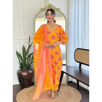 Navlik Women's Rayon Printed Straight Kurta with Pant and Dupatta Sets (NK-738) (Size: XXX-Large, Color: Yellow)