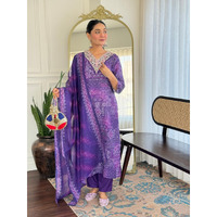 Navlik Women's Rayon Embroidered Straight Kurta with Pant and Dupatta Sets (NK-743) (Size: Large, Color: Purple)