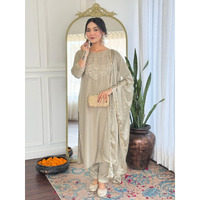 Navlik Women's Rayon Embroidered Straight Kurta with Rayon Pant And Chinon Dyed Dupatta Sets (MV-629) (Size: X-Large, Color: Pista)