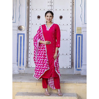 Navlik Women's Viscose Embroidered Straight Kurta with Pant and Dupatta Sets (NK-447)