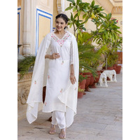 Navlik Women's Cotton Embroidered Straight Kurta with Pant and Dupatta Sets (NK-475)