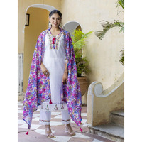 Navlik Women's Chanderi Embroidered Straight Kurta with Pant and Dupatta Sets (NK-523)