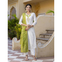 Navlik Women's Viscose Embroidered Straight Kurta with Pant and Dupatta Sets (NK-564)