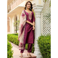 Navlik Women's Rayon Embroidered Straight Kurta with Pant and Dupatta Sets (NK-710)