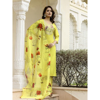 Navlik Women's Rayon Embroidered Straight Kurta with Pant and Dupatta Sets (NK-712)