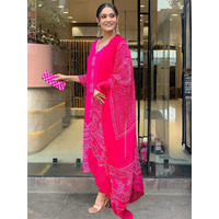 Navlik Women's Pink French Crepe Embroidered and Printed Straight Kurta with Viscose Pant and Chinon Printed Dupatta Sets (NK-MV-609)