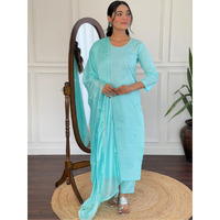 Navlik Women's Cotton Embroidered Straight Kurta with Pant and Dupatta Sets (NK-S-101)