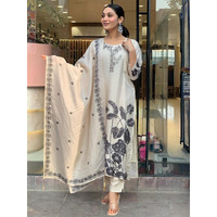 Navlik Women's Chinon Silk Embroidered Straight Kurta with Pant and Dupatta Sets (SC-Chhavi)