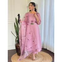 Navlik Women's Chanderi Silk Embroidered A-Line Kurta with Pant And Dupatta Sets (SC-Shalini)