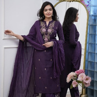 Navlik Women's Rayon Slub Embroidered Straight Kurta with Pant and Dupatta Sets (NX-S-Monika)