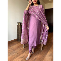 Navlik Women's Chanderi Viscose Embroidered Straight Kurta with Pant and Dupatta Sets (S-Riga)