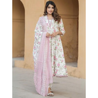 Navlik Women's Cotton Printed A-Line Kurta with Pant and Dupatta Sets (STYL-Kamini)