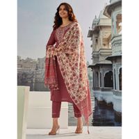 Navlik Women's Cotton with Embroidered Straight Kurta with Pant and Dupatta Sets (STYL-Monika)