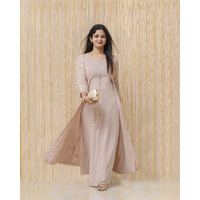 Hazel Nut Chikan Gota Patti Viscose Georgette Jacket & Kurta