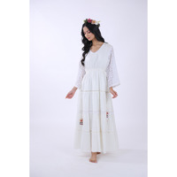 Ram Boota White Flare Dress with Sifli Sleeves.