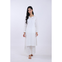 White Organic Cotton Kurta With Flared Palazo