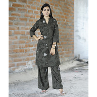 MOJILAA Women's Olive Rayon Viscose 21 KG Floral & Leaf Printed Causal Co-ord Set