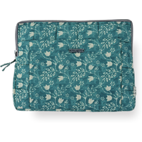 Cotton Laptop Sleeve/Cover - Teal Floral - 13 inches