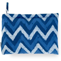 Sustainable Cotton Travel Pouch/Organizer by Ekatra - Indigo Chevron
