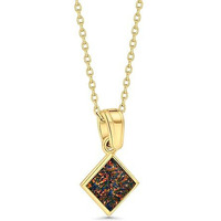 14k Gold Plated Black Opal Necklace - 6x6mm Square Black Opal Pendant - 14K Gold Plated 45cm Cable Chain - October Birthstone - Opal Jewelry for Women - For Classy Gift and Everyday Wear