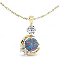 Opal Pendant Necklace for Women Multi-colored Teardrop Birthstone Necklaces 14K Rose Gold Plated Dainty Simple Gold Chian Necklace, Birthday Anniversary Wedding Gifts