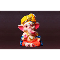 4.3 Inch Adorable Colorful Bal Ganesha With Pagdi Idol