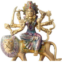 Navratri Special Brass 8-Armed Maa Durga Idol on Lion