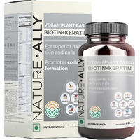 NatureAlly Biotin Keratin - Vegan Plant Based formulation For Hair Health, Hair Shine, Hair Fall Prevention, Activates Hair Folicles, Hair Growth (60 Capsules)