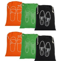 IVILLAGE Reusable and Washable 100% Pure Cotton Fabric Shoe Covers/ Bags with Drawstring Closure | Handcrafted Doodle Collection | Ideal for Travel, Home and Storage | Combo Pack of 3 | Off-White | Men