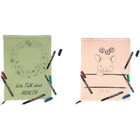 IVillage Poly Silk Printed File Folders | Suitable for Kids, Teenagers and Adults | Theme Based-Health and Wealth | Lightweight, Durable and Eco-Friendly | Set of 2 | Green & Pink | size - 14*10 Inch