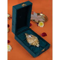 Golden Shankh with Velvet Box  Auspicious Conch Shell for Pooja, Vastu & Diwali Gifting