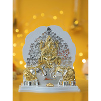 Kalpavriksh Ganesh Idol with Dual-Tone Elephants  Gold & Silver Plated Decorative Showpiece for Home & Gifting