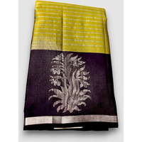 Olive Green Black Designer Kanchi Pure Soft Silk Saree
